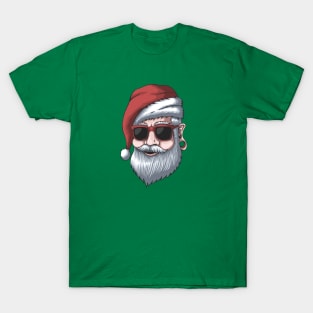 Cool Modern Santa Claus with Gauged Ears T-Shirt